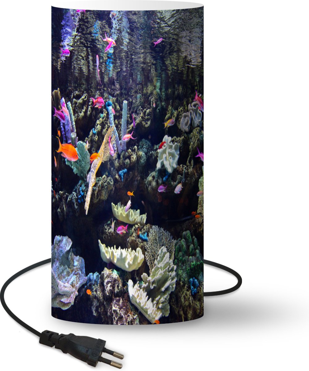 Lamp - Nachtlampje - Tafellamp slaapkamer - Kleurrijk aquarium - 54 cm hoog - Ø24.8 cm - Inclusief LED lamp