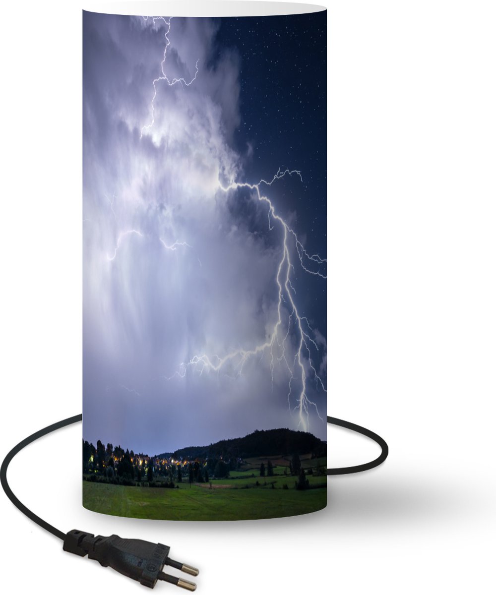 Lamp - Nachtlampje - Tafellamp slaapkamer - De blikseminslag tijdens een storm - 54 cm hoog - Ø24.8 cm - Inclusief LED lamp