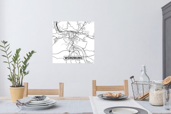 Stickers muraux - Würzburg - Carte - Plan de la ville - Plan d'étage - 80x80 cm - Feuille adhésive