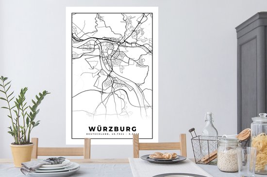 Stickers muraux - Würzburg - Carte - Plan de la ville - Plan d'étage - 80x120 cm - Feuille adhésive