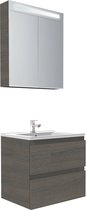 Serie Bellino - Meuble de salle de bain / Meuble sous vasque / Meuble vasque - 65 cm - Grain de bois Grijs - MDF - Moderne