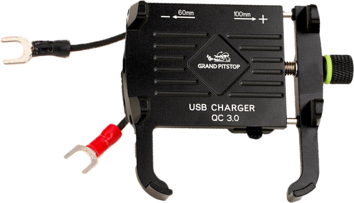 GrandPitstop motor telefoonhouder / navigatiehouder met USB oplader 3.0 model Claw met Jaw zwart
