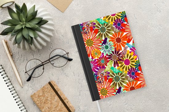Carnet - Cahier - Arc-en-ciel - Fleurs - Motifs - Hippie - Carnet - Format A5 - Bloc-notes