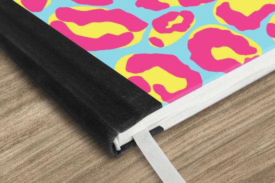 Carnet - Cahier d'écriture - Imprimé panthère - Rose - Jaune - Motif - Carnet - Format A5 - Bloc-notes