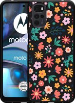 Motorola Moto G22 Hoesje Zwart Always have flowers - Designed by Cazy