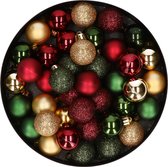 42x pcs boules de Noël en plastique vert foncé, rouge foncé et or mix 3 cm - Décorations pour sapins de Noël