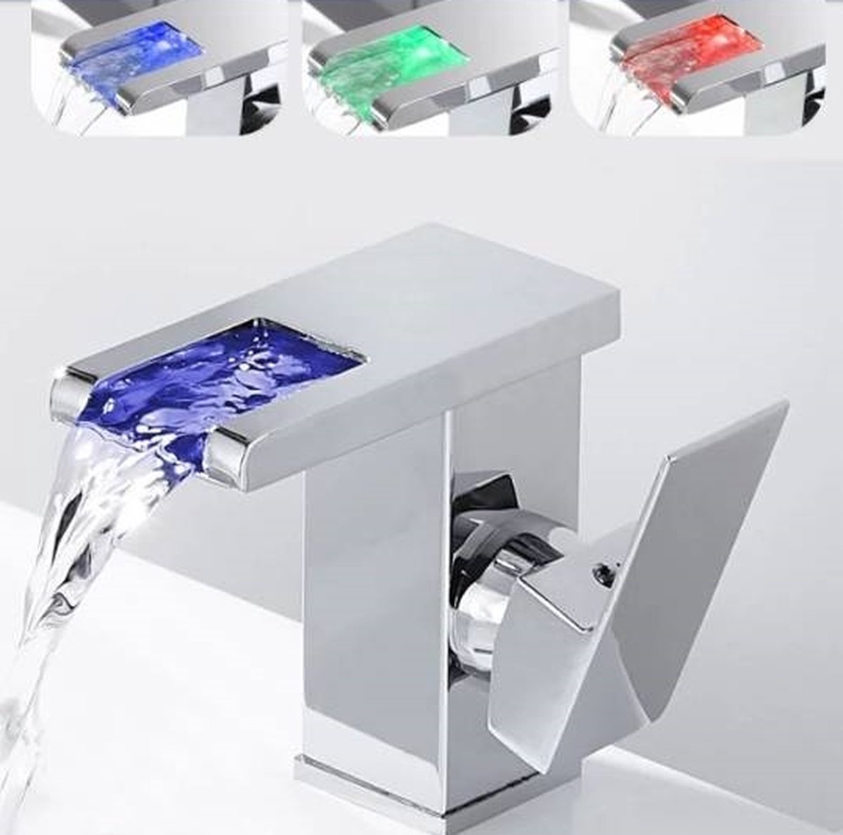 STYLUMO Wastafelkraan Chroom Met Led – Wastafelkraan Met Licht – Badkamerkraan – Chroom/Zilver - Wastafelkraan Met 'Kleurenwater' - Kraan met licht