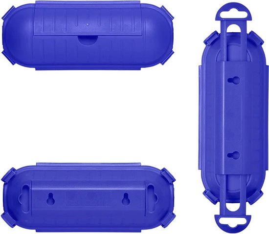 3x stekkersafes / veiligheidsboxen / bescherming voor Schuko stekkerverbindingen - kunststof blauw - IP44 - 21 x 8 x 8,5 cm van Nifty Solutions — afbeelding 4