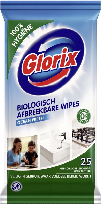 Glorix Biologisch afbreekbare hygiënische wipes - 25 doekjes