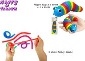 Happy Trendz® Monkey Noodles Snail Slug Fidget Rainbow tie die kleuren - Cadeau pakket - 5x Monkey Noodle + 2 x Snail Slug Slak Fidget | Resistance band | Squishy | Fidget Toys  Stretchy - Leuk Cadeau