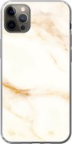 Geschikt voor iPhone 12 Pro Max hoesje - Marmer print - Patronen - Wit - Siliconen Telefoonhoesje