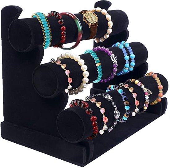 Affichage Fliex Bijoux Bracelets Zwart standard - Velours - 3 rouleaux