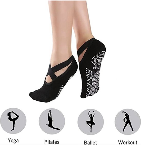 Yoga & Pilates sokken met antislip - Ballerina Yoga - dichte tenen - zwart - black - anti slip van Senzup — afbeelding 4