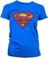 Vintage Superman logo verkleed t-shirt blauw dames XL