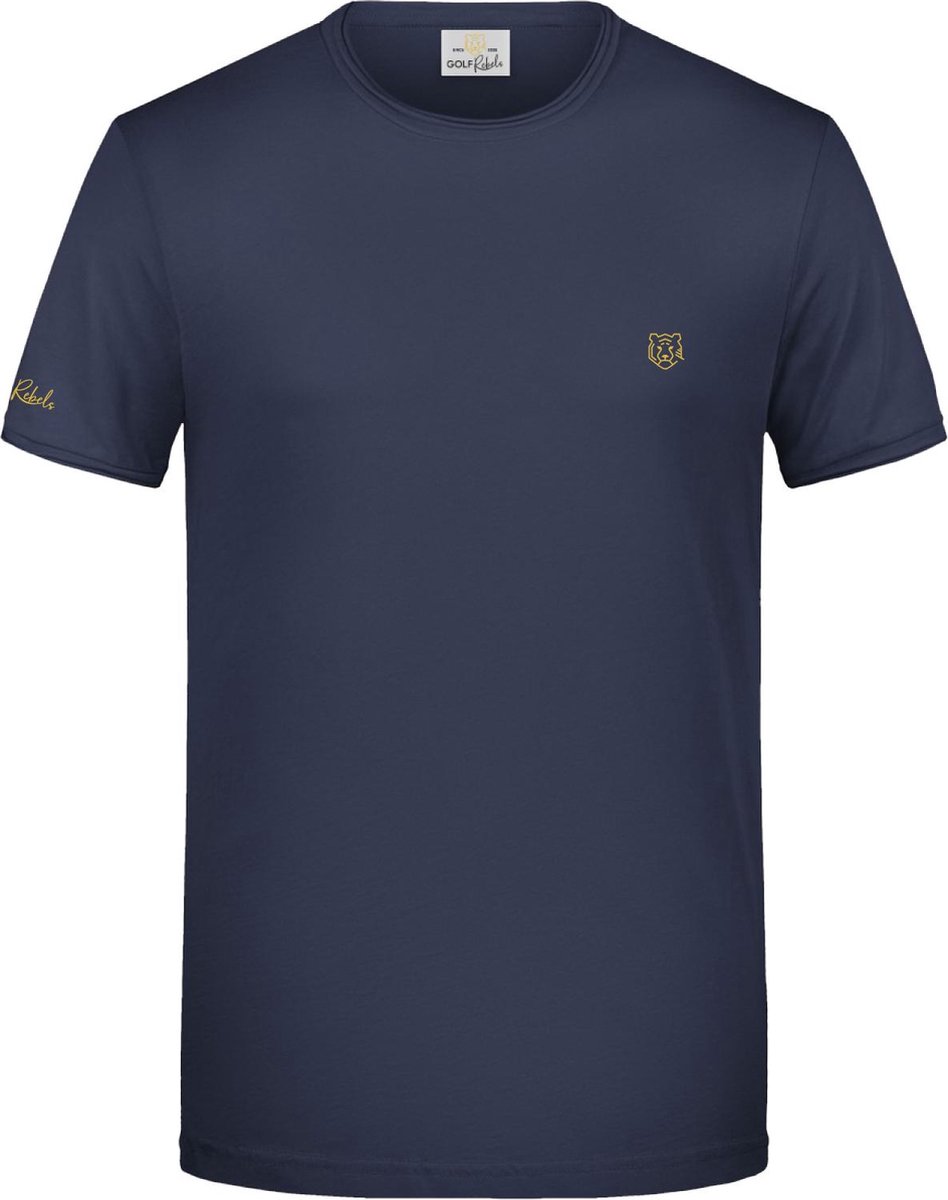 GOLFREBELS T-SHIRT MET GOUDEN LOGO - NAVY