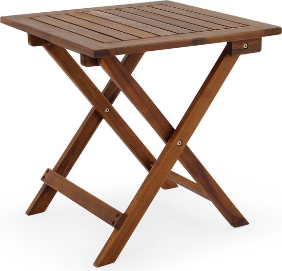 Aanpassing groef oriëntatie EezyLife Houten bijzettafel - 46x46x46cm - Acacia hout - Tuintafel | bol.com