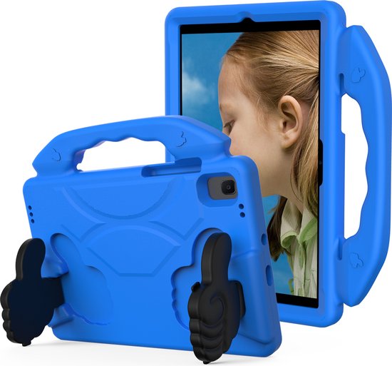 Tablet hoes geschikt voor Lenovo Tab M10 Plus (2de generatie) - 10.3 inch (TB-X606) - Schokbestendige case met handvat - Thumbs Kids Cover - Blauw