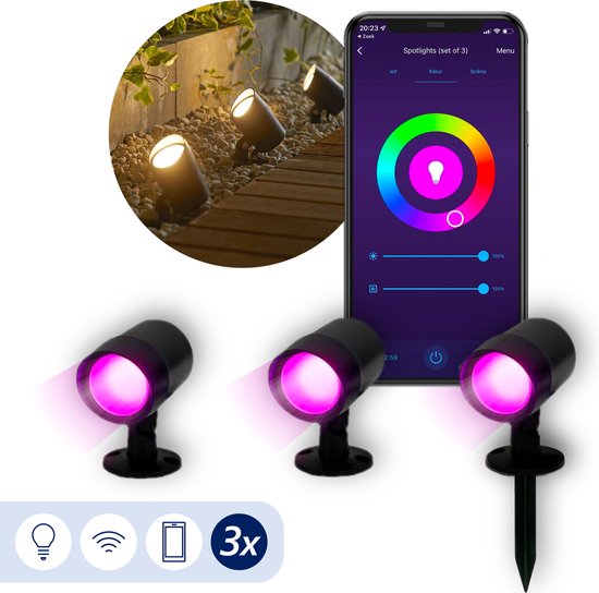 heilige lenen Barmhartig Led Spots Tuin x3 - Tuinverlichting - Buitenlamp bedienen met app alle  kleuren RGB -... | bol.com