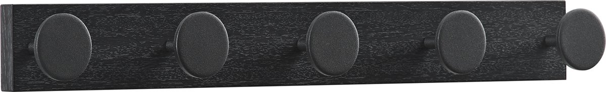 ACAZA Kapstok - Wandkapstok - 55cm - 5 Knoppen - Hout - Zwart
