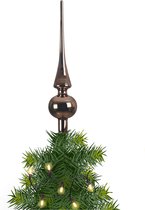 Kerstboom glazen piek bruin glans 26 cm - Pieken/kerstpieken