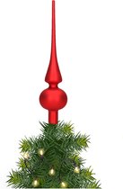 Glazen kerstboom piek/topper rood mat 26 cm - Pieken/kerstpieken