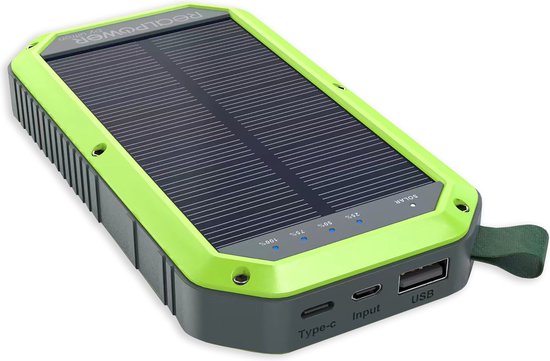 RealPower PB-10000 Solar - Powerbank 10000 mAh met zonnepaneel - Wireless  charging Qi... | bol.com