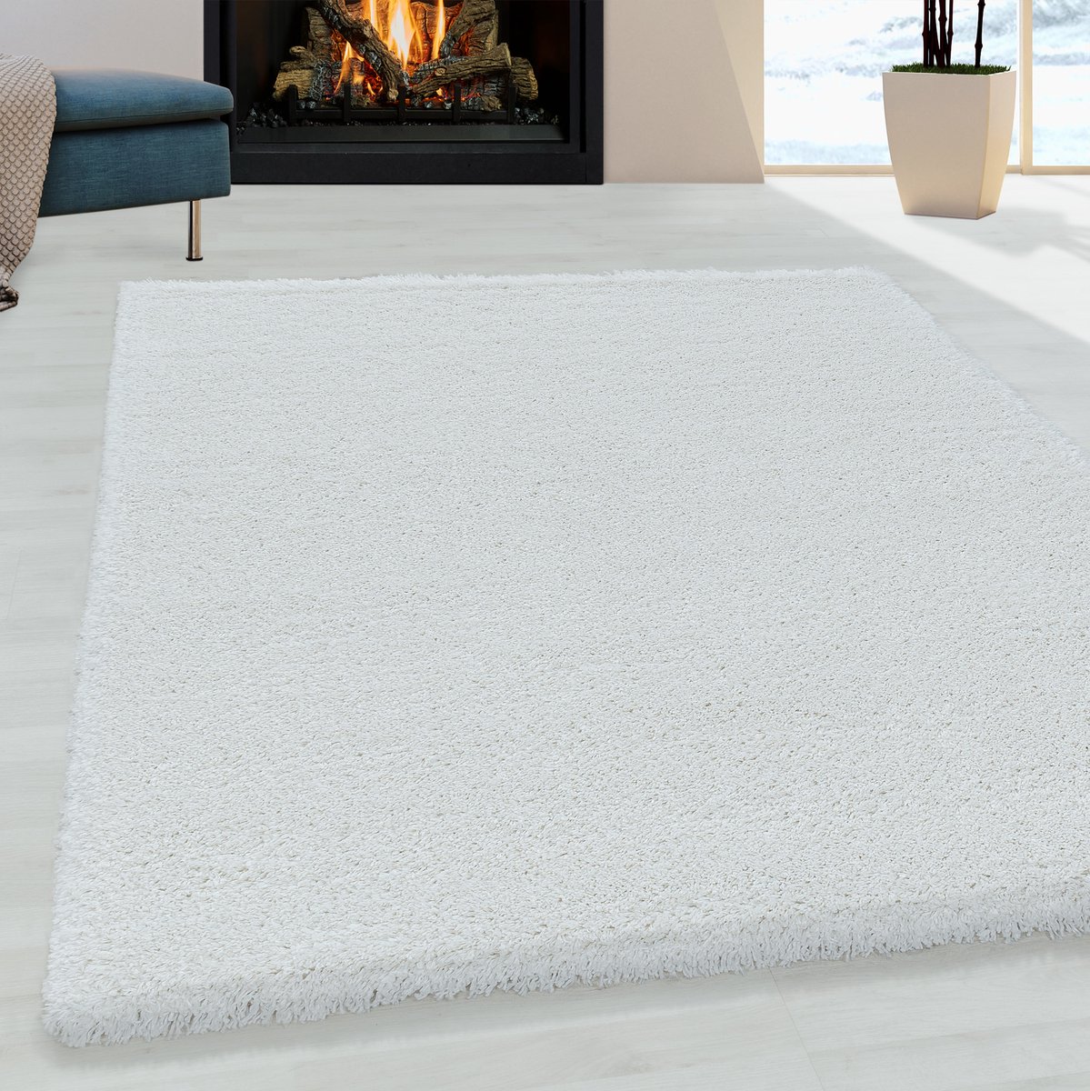 Pearl Soft Hoogpolig Vloerkleed Wit- 240x340 CM