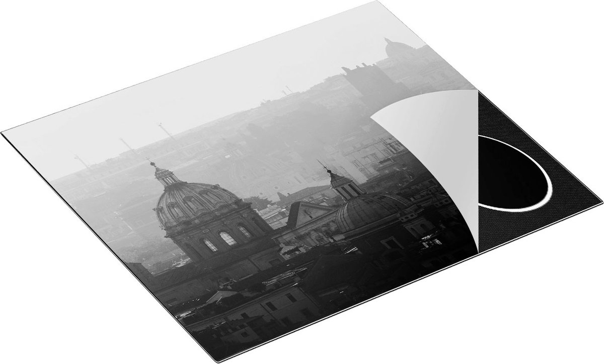 Chefcare Inductie Beschermer Rome Stad bij Zonsopgang - Zwart Wit - 58,3x51,3 cm - Afdekplaat Inductie - Kookplaat Beschermer - Inductie Mat