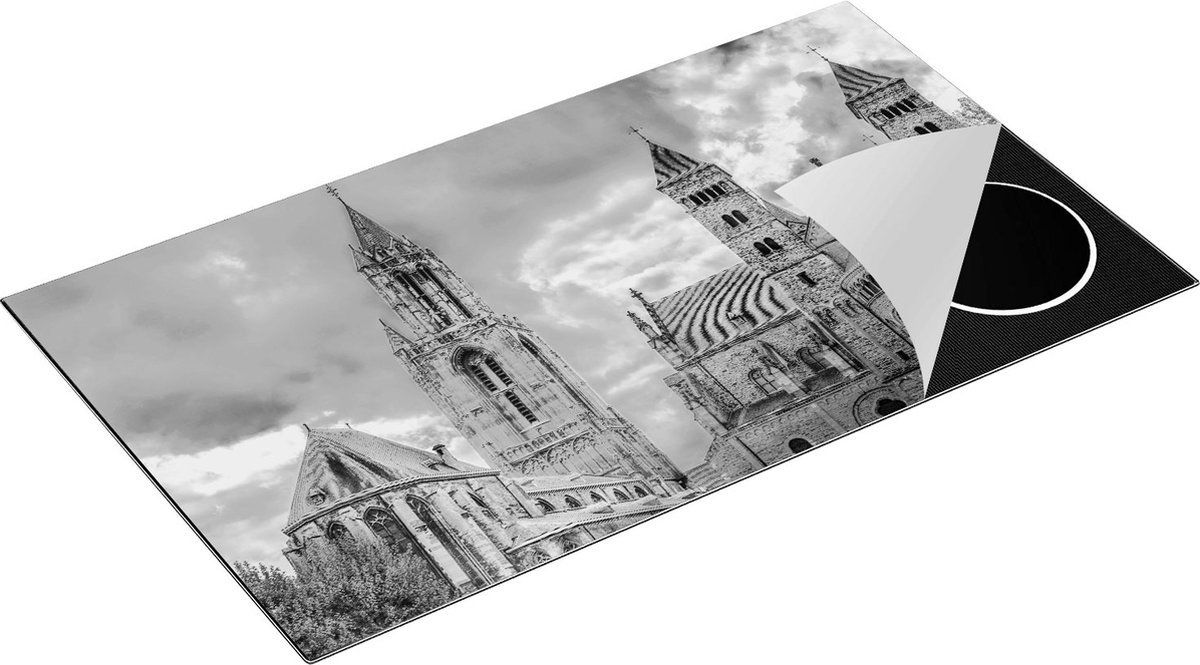 Chefcare Inductie Beschermer Basiliek van Sint Servaas in Maastricht - Zwart Wit - 90x55 cm - Afdekplaat Inductie - Kookplaat Beschermer - Inductie Mat