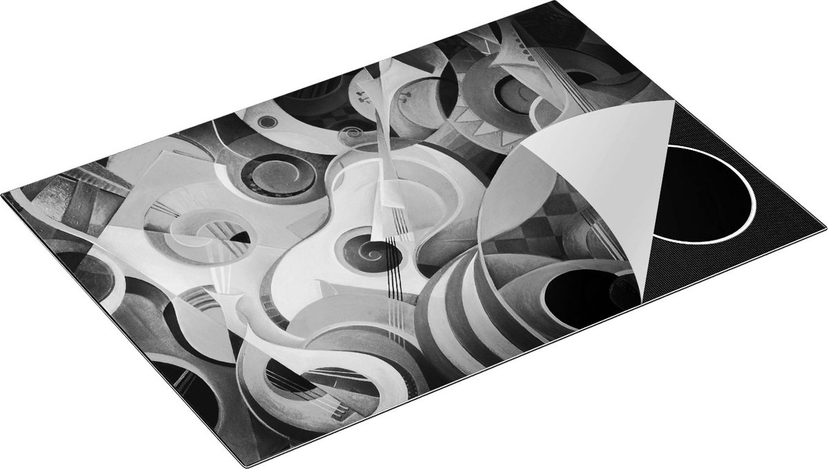 Chefcare Inductie Beschermer Kleurrijke Gitaar Achtergrond - Abstract - Zwart Wit - 75x52 cm - Afdekplaat Inductie - Kookplaat Beschermer - Inductie Mat