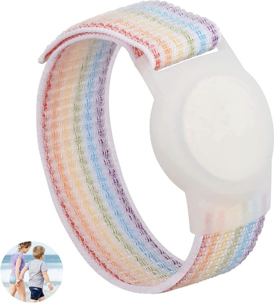 Premium Armband geschikt voor Apple AirTag voor Kinderen met Klittenband Sluiting Multicolor | AirTag-sleutelhanger Hoesje Kind | Polsband GPS Horloge Kind | Tracker Houder | Trackers Band | Kinder Horloge | Peuter | GPS Horloge Senioren
