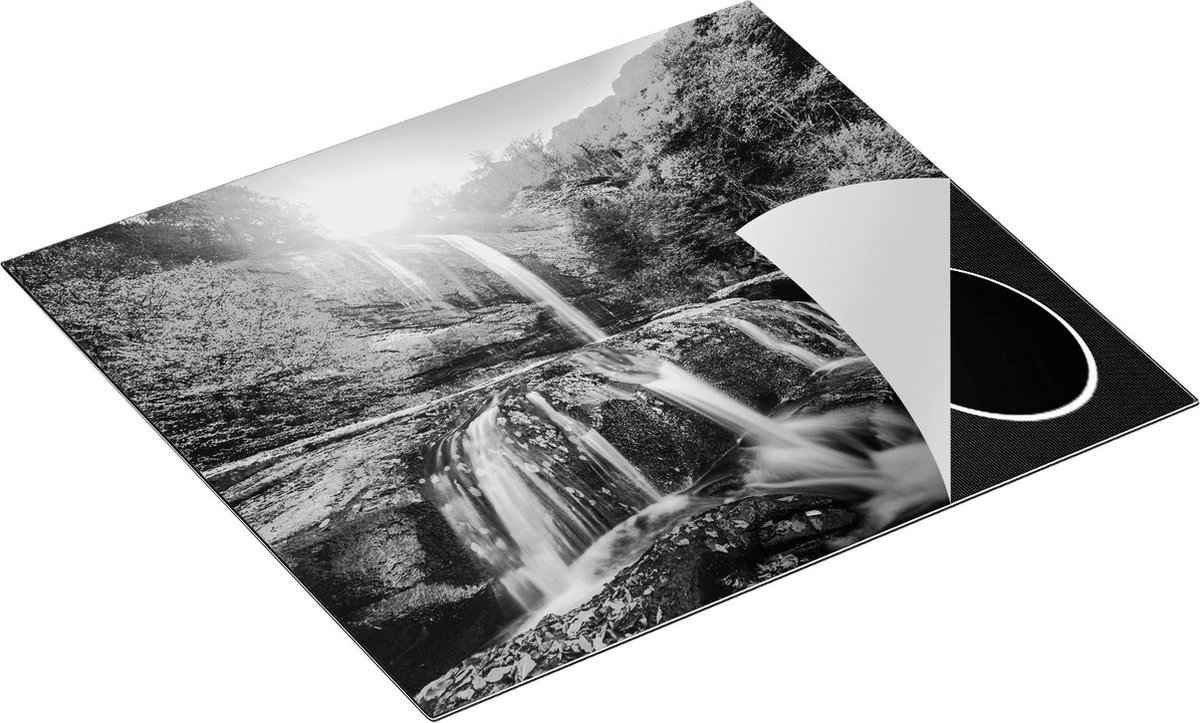Chefcare Inductie Beschermer Waterval in de Herfst Kleuren - Zwart Wit - 60x55 cm - Afdekplaat Inductie - Kookplaat Beschermer - Inductie Mat