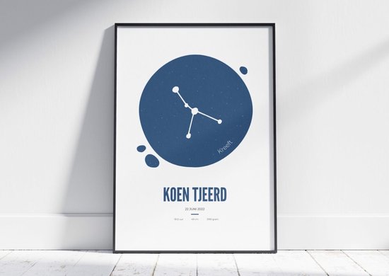 Kraamcadeau Baby Geboorte Poster Sterrenbeeld Blauw A4 In Lijst Bol kraamcadeau-baby-geboorte-poster-sterrenbeeld-blauw-a4-in-lijst-bol