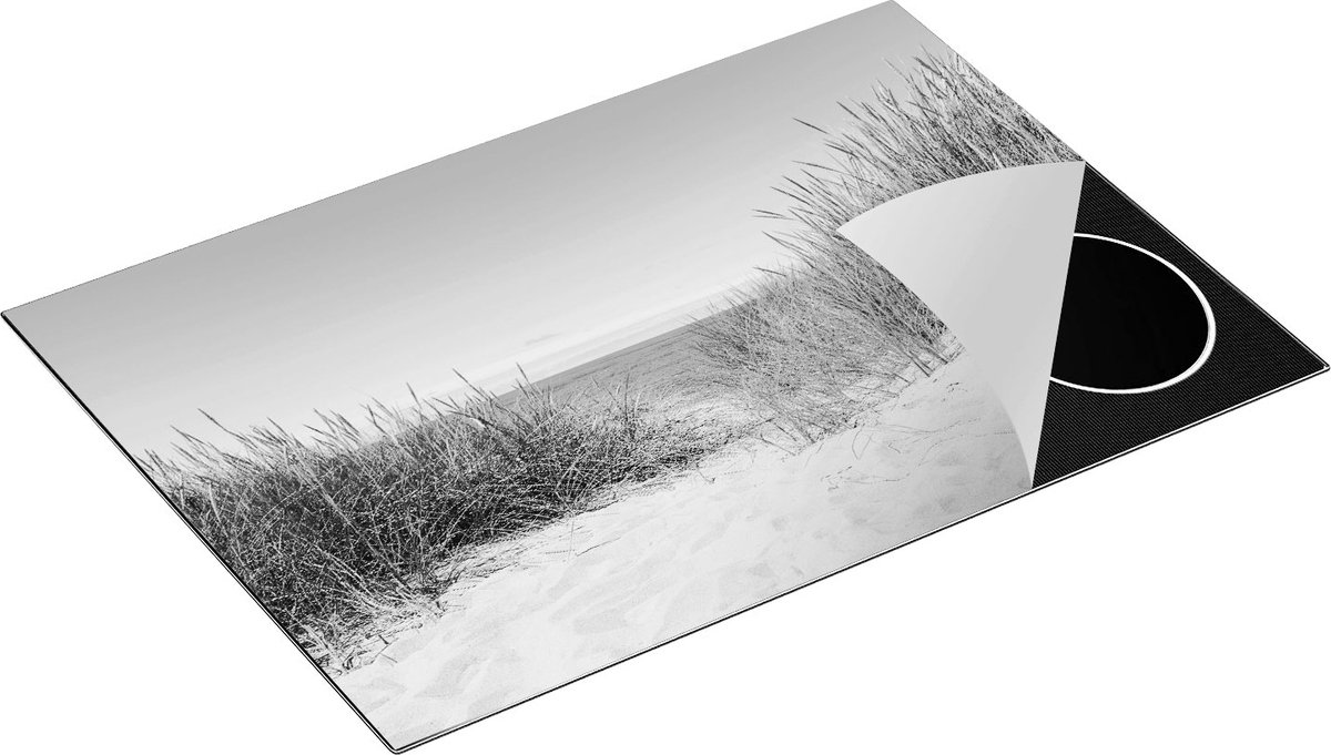 Chefcare Inductie Beschermer Duinen met Zee - Zwart Wit - 75x52 cm - Afdekplaat Inductie - Kookplaat Beschermer - Inductie Mat