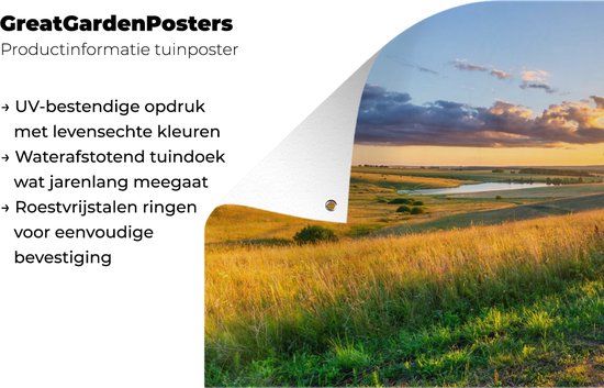 Affiche jardin - Soleil - Nuages - Affiche clôture - Nature - Décoration de jardin - Jardin - 200x100 cm - Toile jardin - Affiche extérieur