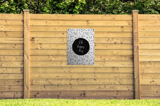 Décoration de jardin - Proverbes - Citations - Oh happy day - Points - Jardin - 60x80 cm - Affiche jardin - Tissu jardin