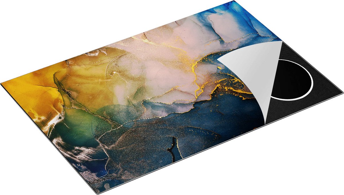 Chefcare Inductie Beschermer Abstracte Kunst - Donker Blauwe Acryl - 81,2x52 cm - Afdekplaat Inductie - Kookplaat Beschermer - Inductie Mat