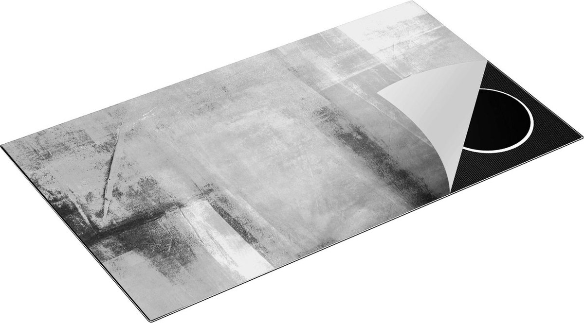 Chefcare Inductie Beschermer Abstracte Kunst - Zwart Wit - 91,2x52 cm - Afdekplaat Inductie - Kookplaat Beschermer - Inductie Mat