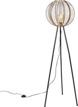 QAZQA dong - Industriele Vloerlamp | Staande Lamp - 1 lichts - H 140 cm - Brons - Industrieel - Woonkamer | Slaapkamer | Keuken