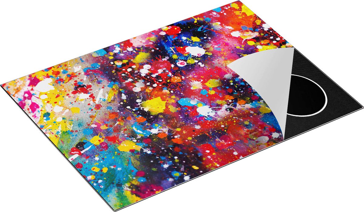 Chefcare Inductie Beschermer Abstracte Kunst - Kleurvolle Acryl - 70x50 cm - Afdekplaat Inductie - Kookplaat Beschermer - Inductie Mat