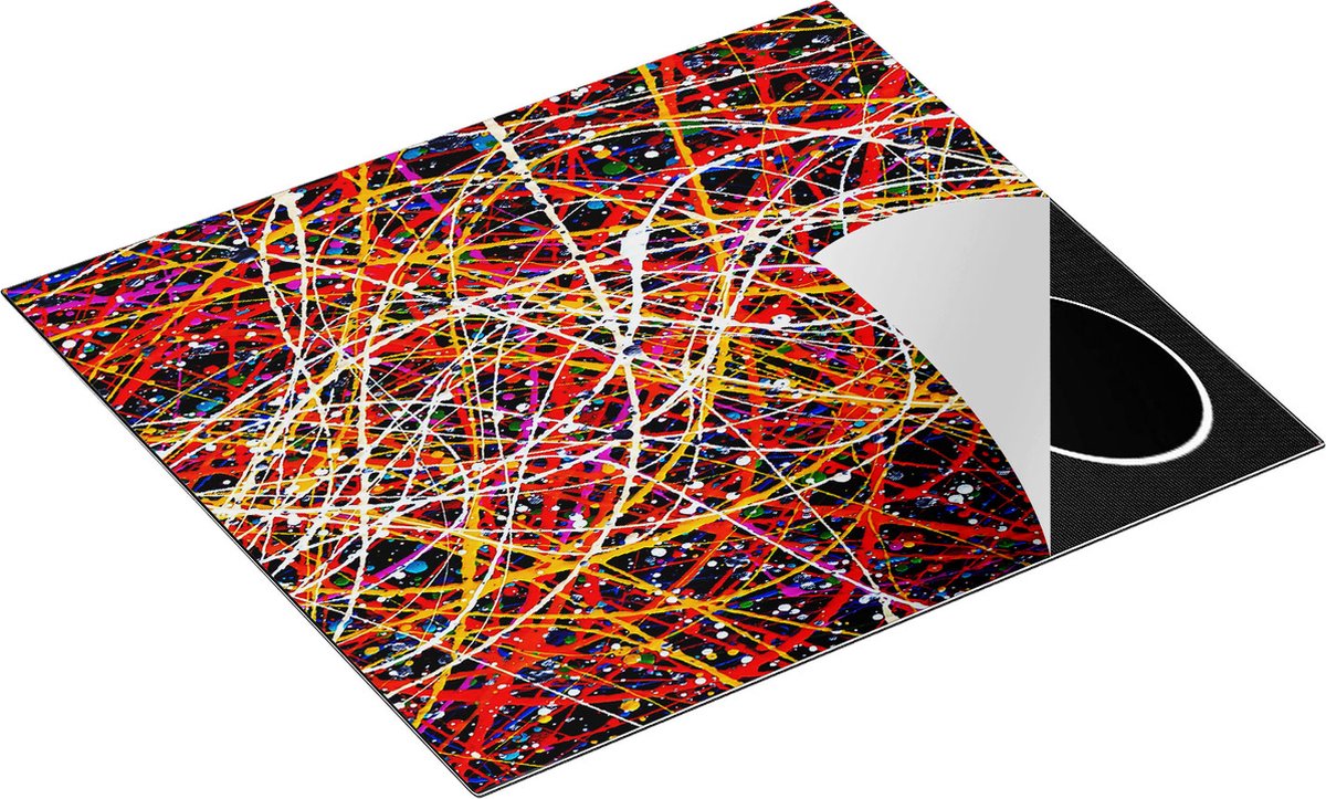 Chefcare Inductie Beschermer Abstracte Kunst - Hand Getekend - 60x55 cm - Afdekplaat Inductie - Kookplaat Beschermer - Inductie Mat