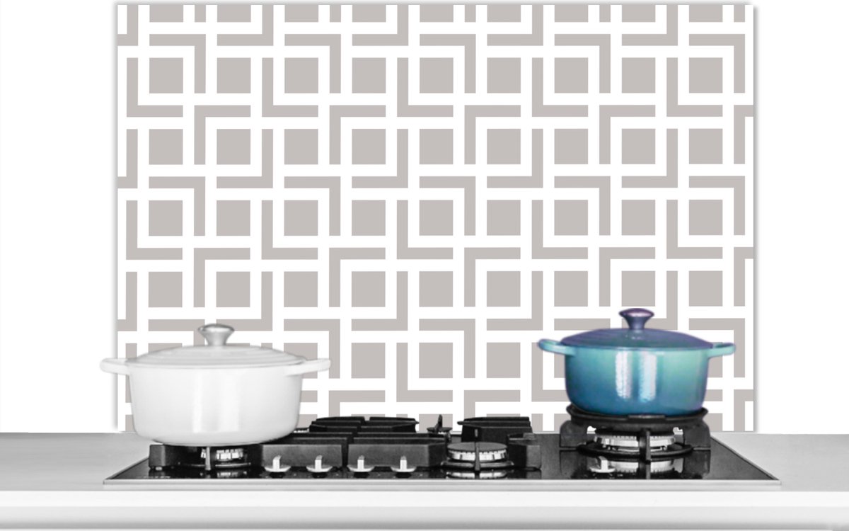 Spatscherm - Achterwand - Keuken - Lijn - Patronen - Design - Beige - 100x65 cm - Spatwand