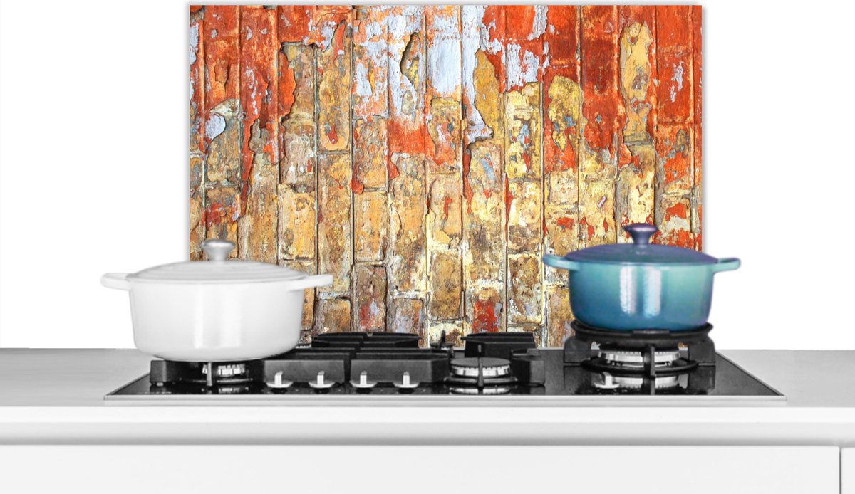 Spatscherm - Verf - Baksteen - Muur - Spatwand keuken - Koken - 60x40 cm