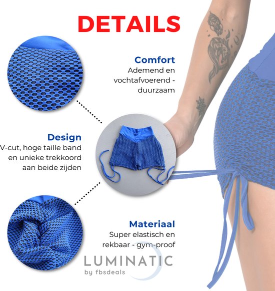 Tiktok Shorts - Shorts Dames - Sportlegging Dames - Korte Legging Dames - High Waist - Shapewear Dames - Sportbroek Dames - Luminatic® - Blauw - S van TikTok — afbeelding 5
