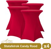 Statafelrok candy rood 80 cm - per 4 - partytafel - Alora tafelrok voor statafel - Statafelhoes - Bruiloft - Cocktailparty - Stretch Rok - Set van 4