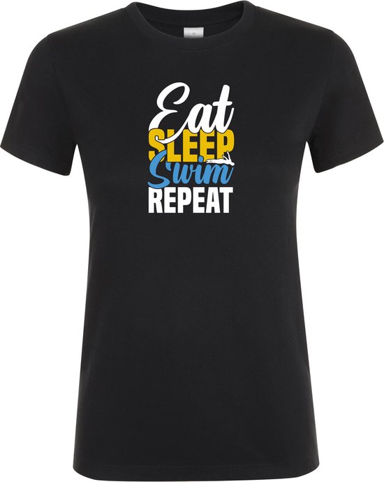 Klere-Zooi - Eat Sleep Swim Repeat - Dames T-Shirt - 3XL