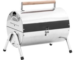 vidaXL Tafelbarbecue houtskool dubbele roosters roestvrij staal
