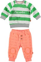 BESS - ensemble vestimentaire - 2 pièces - pantalon orange avec genouillères - pull rayé vert et blanc - Taille 62