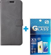 Portemonnee Bookcase Hoesje + 2 Pack Glas Geschikt voor: Samsung Galaxy A33 5G A336 - grijs