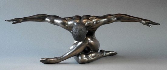 MadDeco - Bodybuilder - bronskleurig beeldje - 11 x 27 x 10 cm